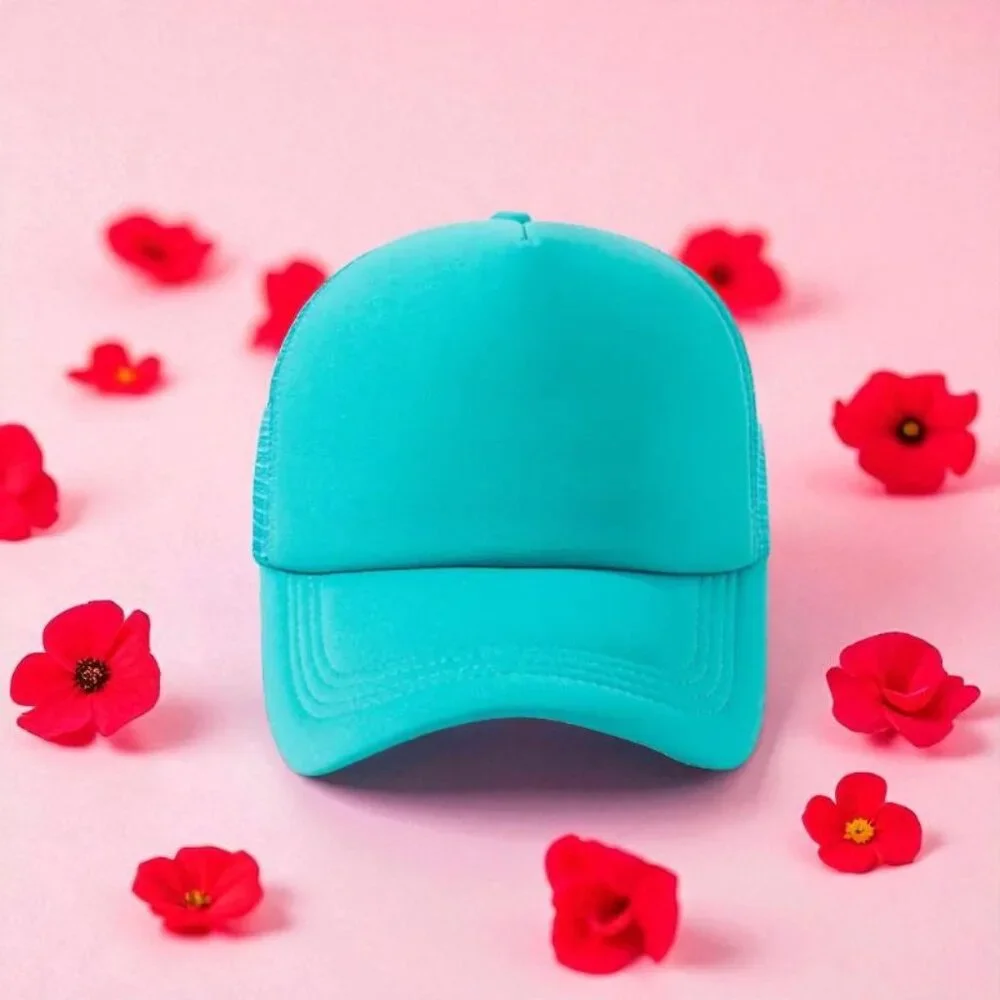 Adjustable Unisex Teal Blue Mesh Trucker Hat (SKU#0468)